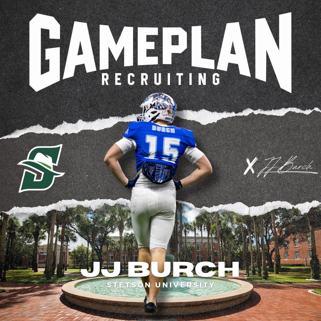 COMMITTED! 🔥🔥🔥

<a href="/JJburch2025/">Jeremy "JJ" Burch</a> 
<a href="/StetsonFootball/">Stetson Football</a> 

#GamePlanRecruiting