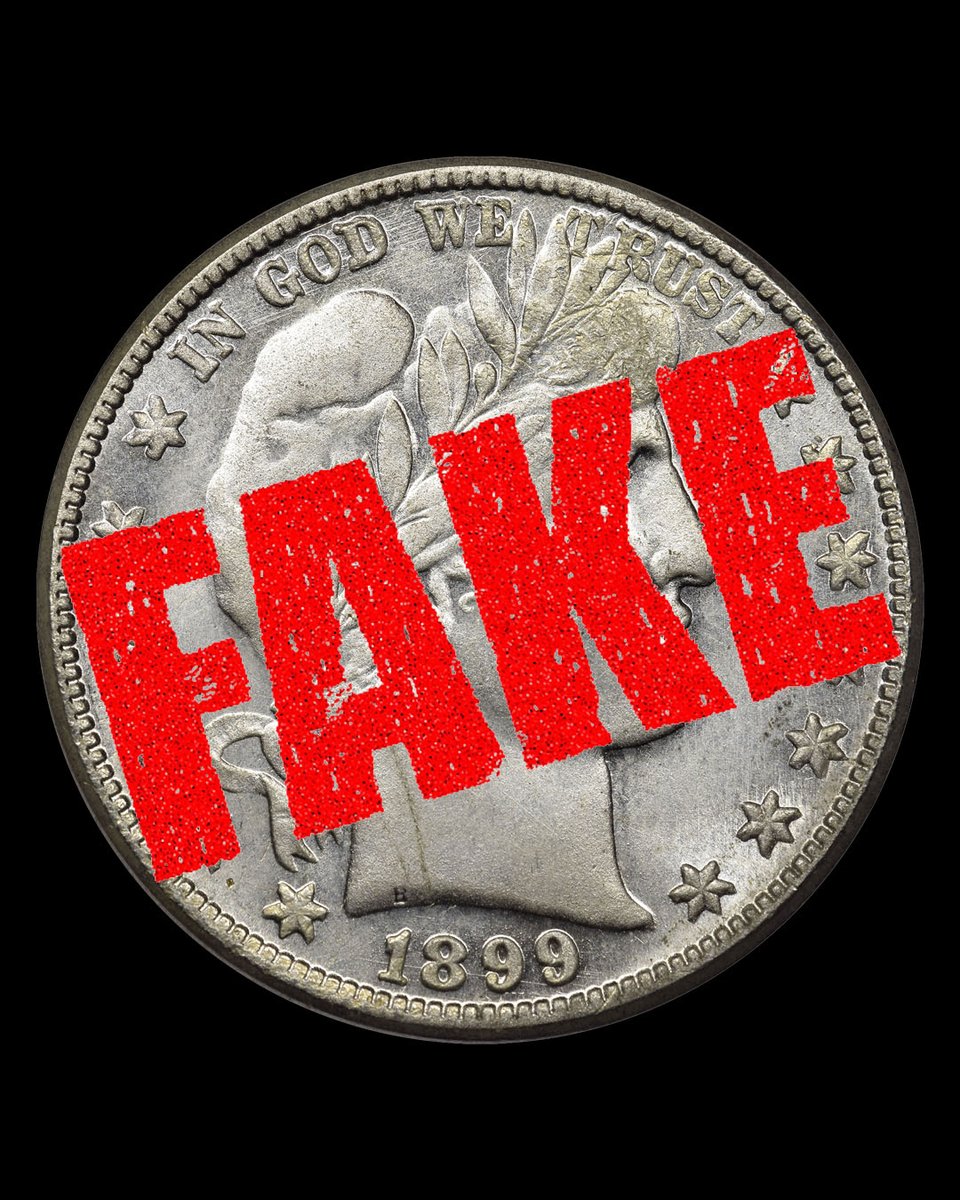 NGCcoin's tweet image. This coin's strange, unnatural luster is one of the red flags that show that it isn't a genuine 1899 Barber Half Dollar. Discover some of the other red flags here: NGCcoin.com/news/article/1… #counterfeitcoin #counterfeitdetection #numismatics #fakecoin #halfdollar #barberhalfdollar