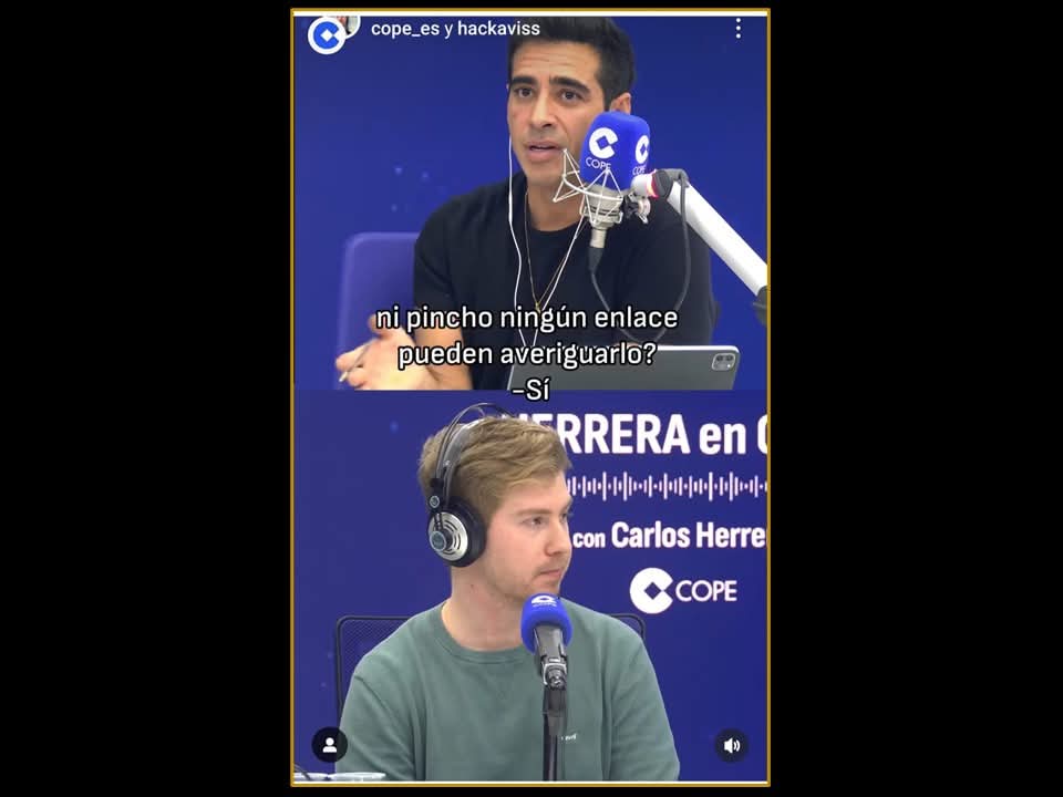 #Vulnerabilidad |  José Javier Pastor @hackaviss habló de los riesgos del internet con Javier Herrera | “Cada 30 segundos se produce un ciberataque en España” (IG / Reel) acortar.link/ZV5U6t @informa2ve.