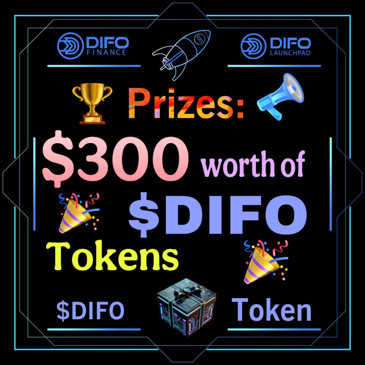 🚨 ATTENTION

🎉TONIGHT’S $300 CHALLENGE IS LIVE! 🎉

Dear Difo community,
Are you ready? It’s the perfect time to show off your creativity!
Answer the 2 questions below — the 3 most impressive responses will win a total of $300 worth of $DIFO Tokens!

🏆 PRIZES:

🥇 1st Place –