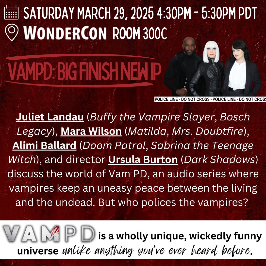 HellmouthEvents's tweet photo. We are so excited to announce that the very talented stars of #VAMPD will be joining us at Wondercon! Table 1176
#wondercon #wonderconanaheim #julietlandau #marawilson #alimiballard https://t.co/zUFxwvQEPW