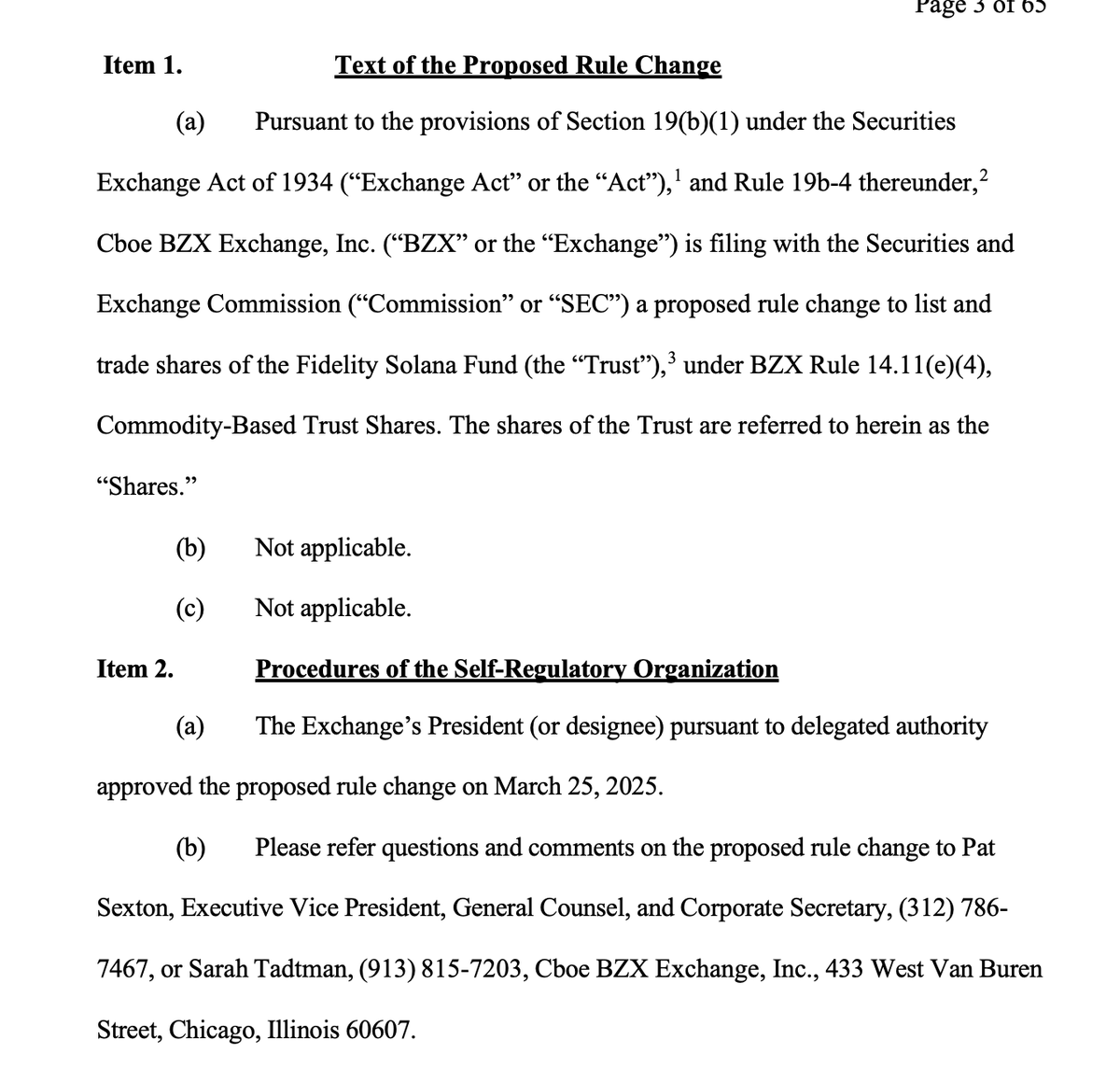 Solana ETF Update: @Fidelity joins 6 other applicants waiting on #SEC  approval under new @CBOE BZX 14.11 (e)(4) rule change to 