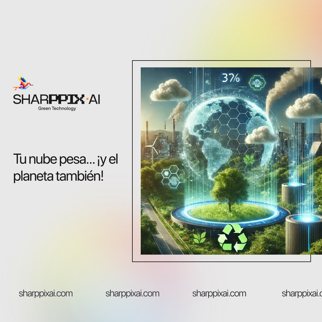 SharpPixAI's tweet photo. Tu nube pesa... ¡y el planeta también! 🌍💾

Cada archivo ocupa espacio y consume energía, pero con SharpPix AI lo solucionás en dos simples pasos:

⚡ Menos almacenamiento = Menos servidores.

🌱 Menos consumo energético = Más sustentabilidad. https://t.co/W5tznni07h
