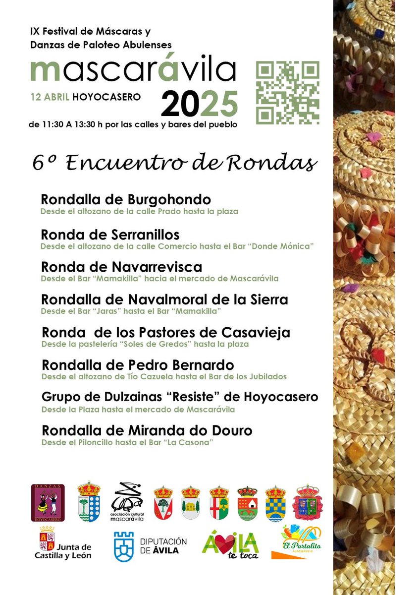 🎭✨ ¡El 6º Encuentro de Rondas de Mascarávila ya tiene cartel oficial! ✨🎶

Un año más, Hoyocasero se viste de música, tradición y comunidad gracias a las rondas que, con tanto esfuerzo y cariño, viajan desde sus pueblos para llenar nuestras calles de alegría. Este encuentro es