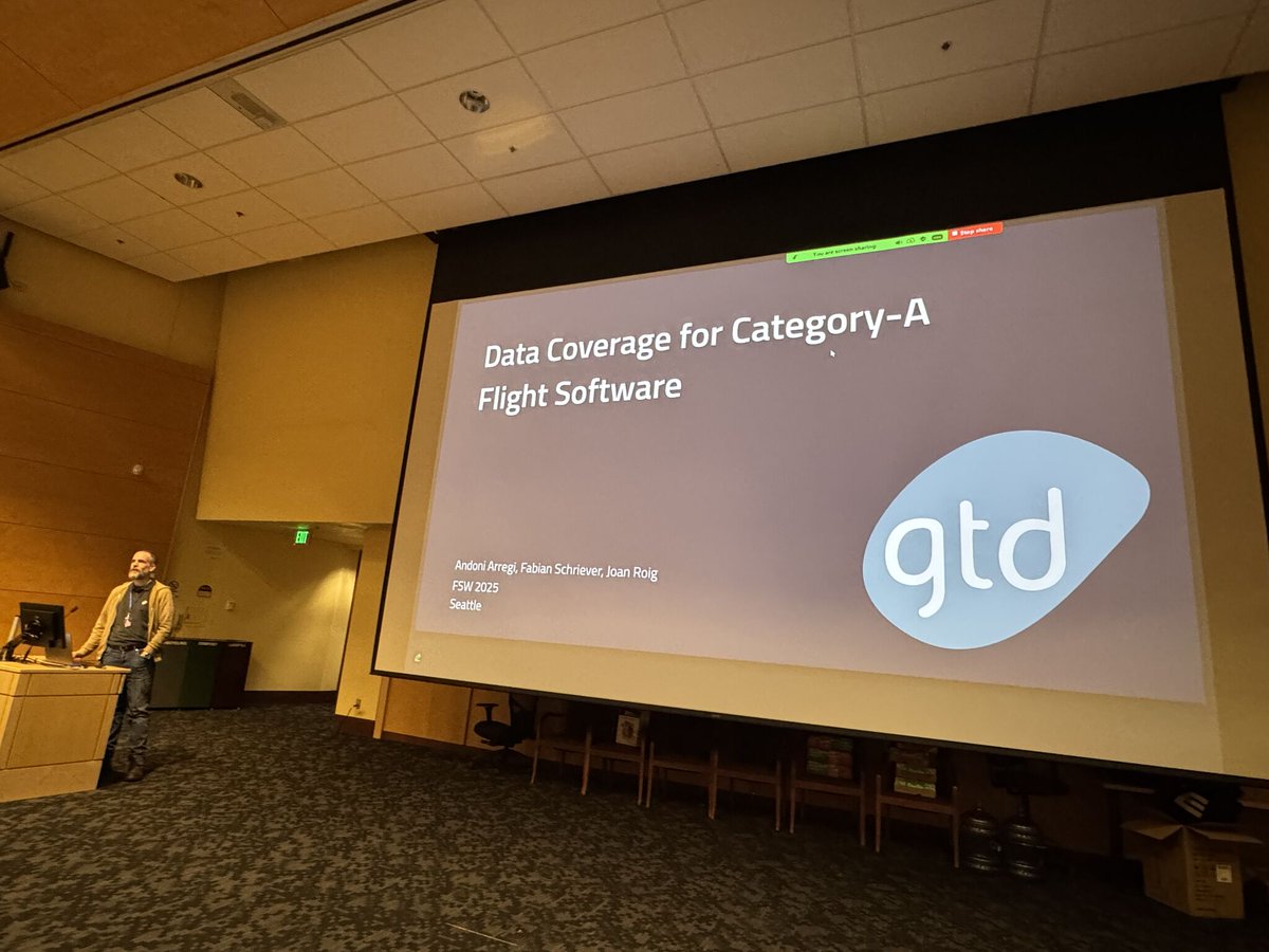 Spacecraft Flight SW (@fswworkshop) on Twitter photo Andoni Arregui from GmbH and "Data Coverage Analysis for Human Rated Flight-Software" at the 2025 Flight Software Workshop! Andoni Arregui from GmbH and "Data Coverage Analysis for Human Rated Flight-Software" at the 2025 Flight Software Workshop!