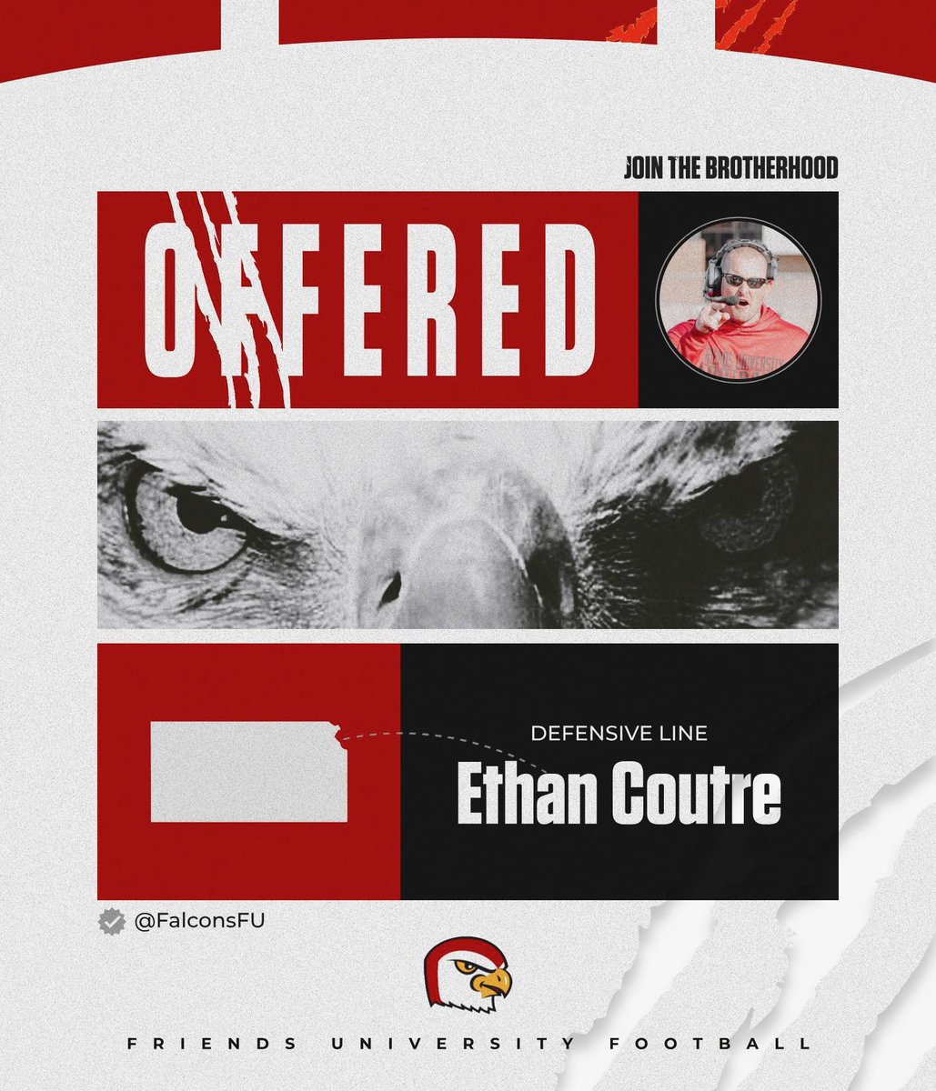 Ethan Coutre (@coutre_ethan) on Twitter photo I am blessed to receive my first official offer to play at the next level after a great talk with <a href="/CoachHarrisonFU/">Coach Harrison</a>!
<a href="/CoachTBau/">Tyson Bauerle</a> <a href="/SwatherFootball/">SwatherFB</a> <a href="/FalconsFU/">Friends University Football</a> I am blessed to receive my first official offer to play at the next level after a great talk with <a href="/CoachHarrisonFU/">Coach Harrison</a>!
<a href="/CoachTBau/">Tyson Bauerle</a> <a href="/SwatherFootball/">SwatherFB</a> <a href="/FalconsFU/">Friends University Football</a>