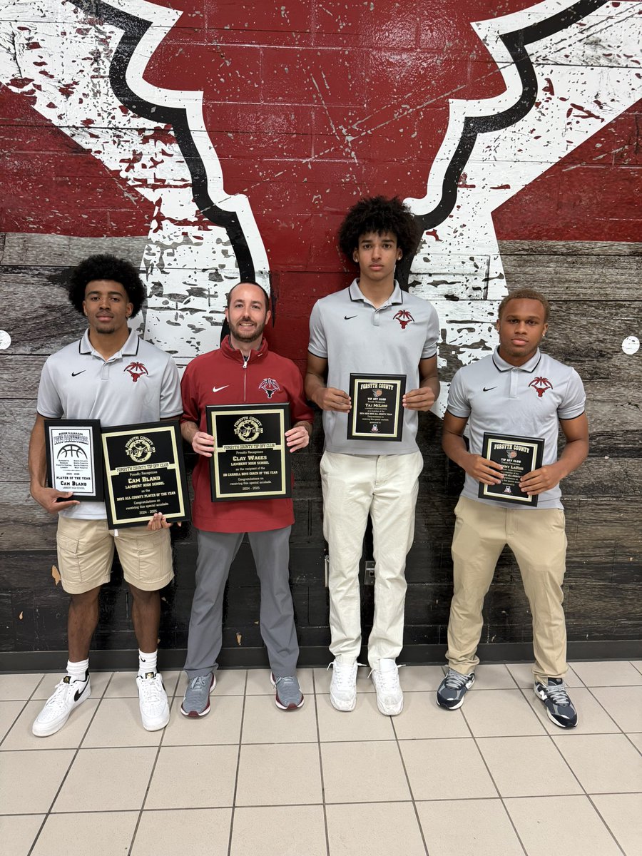Lambert Basketball (@lamberthoops) on Twitter photo Congrats to <a href="/CameronBland9/">Cameron Bland</a> and <a href="/Will_Dopfer/">Will_Dopfer</a> (not pictured) on being named Forsyth County Players of the Year!
Great job <a href="/TheTajMcLeod/">Taj McLeod</a> <a href="/iam_kennylarue/">Kenny LaRue</a> and <a href="/brooks_weh13438/">Brooks Wehman</a> (not pictured) on being named All County!
S/O to <a href="/ClayWages/">Clay Wages</a> for being named Coach of the Year!
#HookEm Congrats to <a href="/CameronBland9/">Cameron Bland</a> and <a href="/Will_Dopfer/">Will_Dopfer</a> (not pictured) on being named Forsyth County Players of the Year!
Great job <a href="/TheTajMcLeod/">Taj McLeod</a> <a href="/iam_kennylarue/">Kenny LaRue</a> and <a href="/brooks_weh13438/">Brooks Wehman</a> (not pictured) on being named All County!
S/O to <a href="/ClayWages/">Clay Wages</a> for being named Coach of the Year!
#HookEm