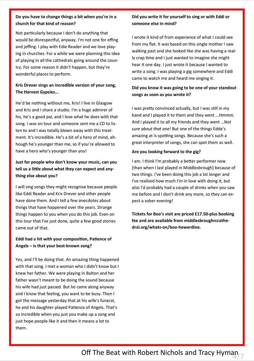 The latest Off The Beat #45 🎶 

Reviews of The Waeve, The Wave Pictures and interview with Boo Hewerdine.
Plus the latest Teesside gig listings 🎶 
issuu.com/offthebeat/doc…