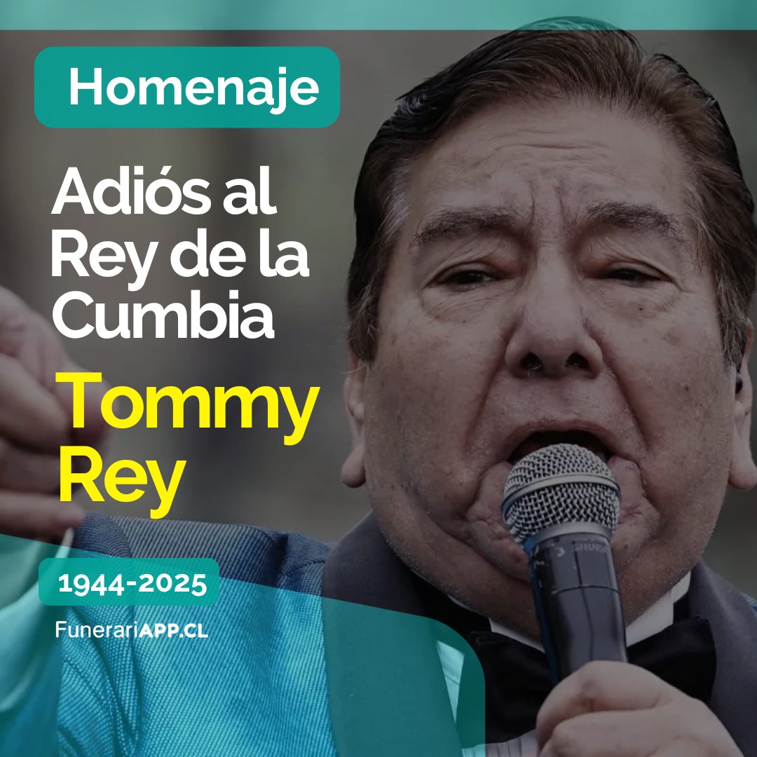 Fallece Tommy Rey. La cumbia Chilena está de luto.
A los 80 fallece el fundador de la Sonora Tommy Rey a causa de un infarto al corazón.
Nuestras condolencias a toda su familia 
#fallecetommyrey
#cumbiadeluto
#QEPD
#funerariapp