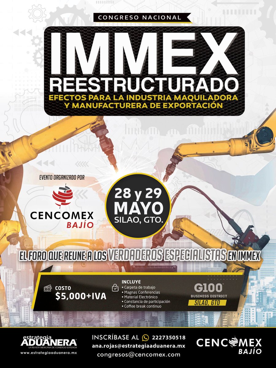 "Atlas: Importación del primer exoesqueleto en América Latina" por A.A. Luz Cecilia Palazuelos García Bringas
28 de Mayo, 14:00 horas
¡No te pierdas esta oportunidad única de conocer cómo la tecnología puede transformar el futuro de la industria y la vida de la niñez mexicana!