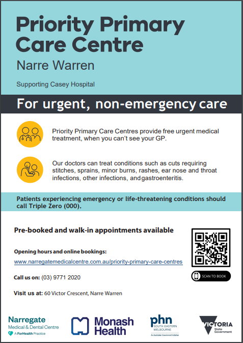 See a doctor quickly. Avoid waiting in an emergency department. the service is free for everyone, with or without a Medicare card. If you have severe trouble breathing, blueness around the mouth, chest pains or pain in your arms or jaw, call Triple Zero (000) for emergency help.