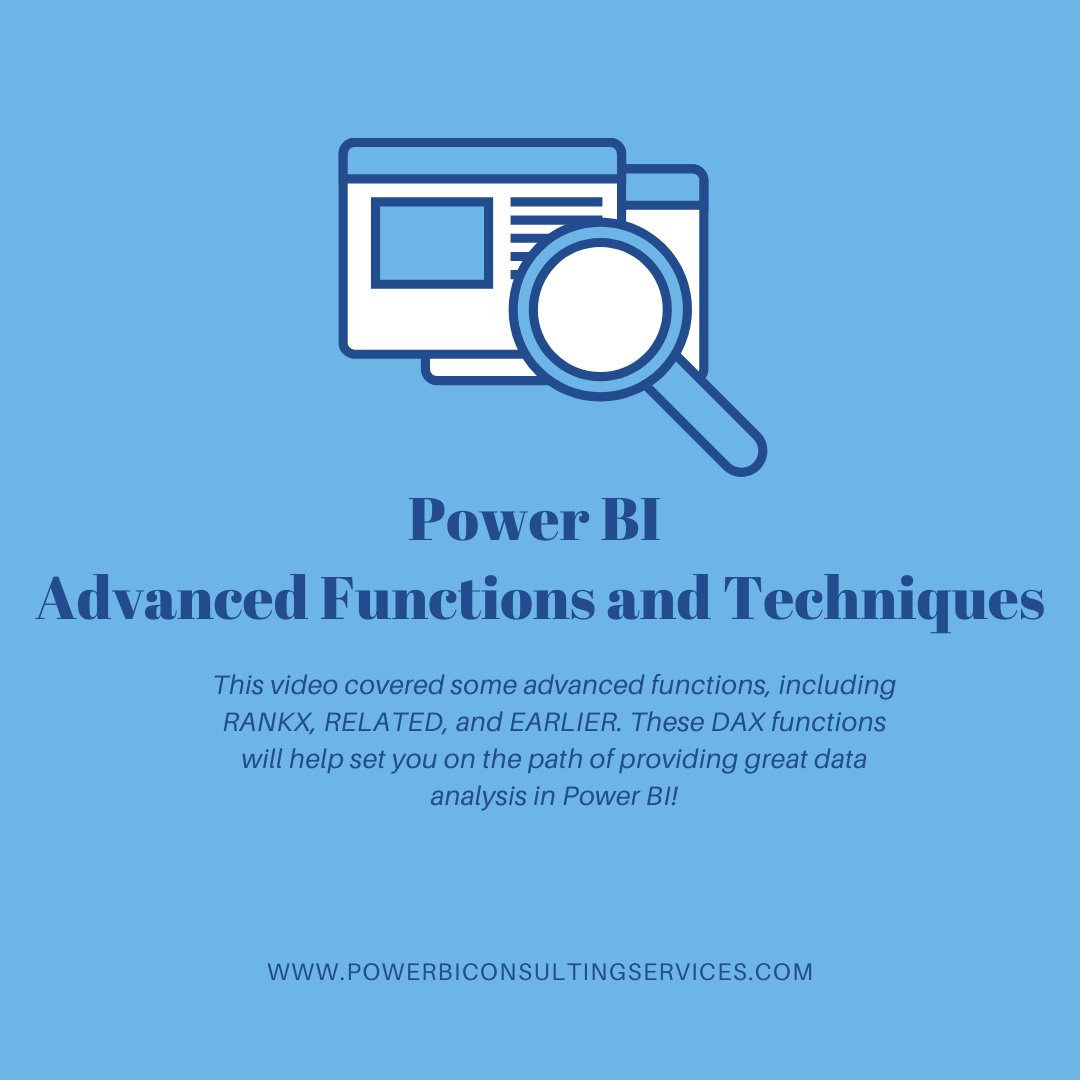 PowerBIPartners's tweet image. Unlock Power BI's true potential! Master advanced DAX with RANKX, RELATED, and EARLIER. This video reveals how these functions transform your data analysis. Watch now and level up your data game! ow.ly/7yH250VpqCK #PowerBI #DataAnalysis #DAXFunctions #DataScience #Business