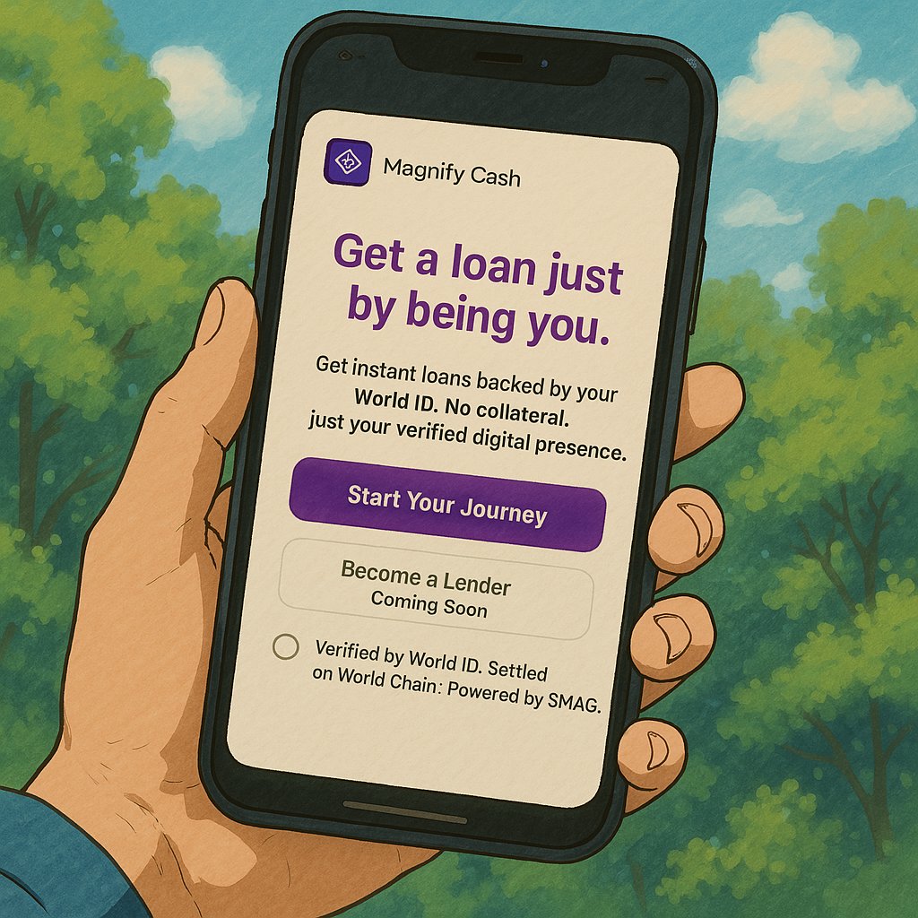 MagnifyCash's tweet photo. Take out a loan anywhere, even in Ghibli. https://t.co/BUrUB1Vrsr