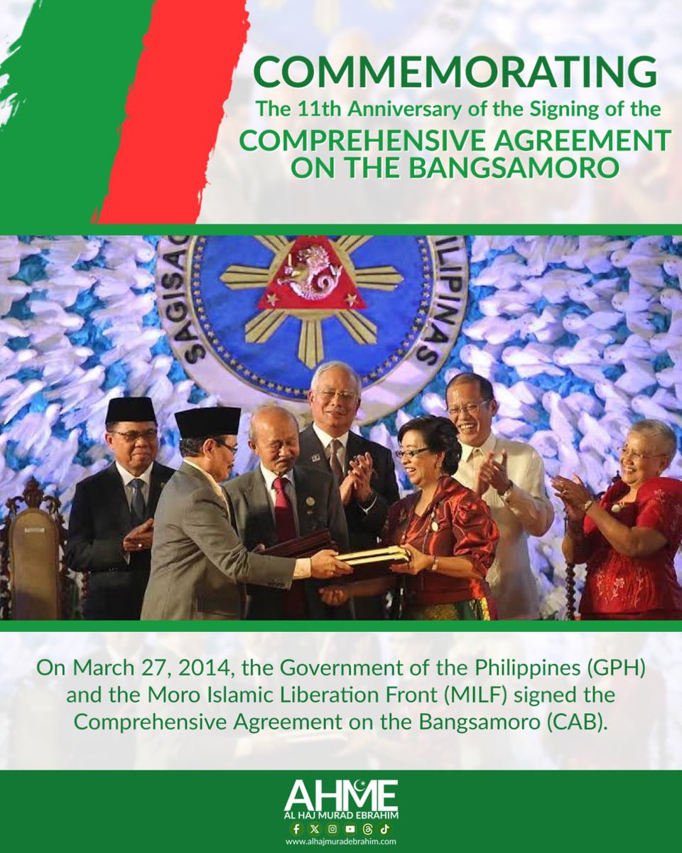 Today, marks a historic moment in the Bangsamoro region’s journey towards peace and unity. We stand together as we commemorate the signing of the Comprehensive Agreement on the Bangsamoro (CAB), a crucial step in resolving decades of conflict and paving the way for a prosperous