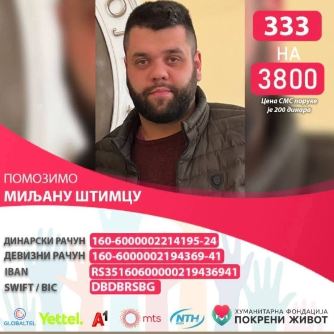 Biljana16559170's tweet photo. 🙏ПОМОГНИМО ЧОВЕКУ🙏
 
"TUGAAA 😭😭😭NISMO USPELI SRBIJOOO da sakupimo da platimo terapije mog rodjenog bratA 😭😭😭😭NI SAV  MOJ TRUD...NI  upornost ...NI OVOLIKA želja,apeli,MOLBE.. . ...nije pomoglo da sakupimO  MOM BRATU MILJANU ZA LECENJE....😭😭😭

Na ivici snage ..bespomoćnI i tužnI... POSLEDNJIM TRZAJIMA,MOLIMO MOJA MAJKA I JA  ZA POMOĆ ZA MOG MILJANA 🙏🙏🙏

SRBIJOOO  JOS  OKO 3000 POR  JE SAMO POTREBNO DA MILJAN sakupI I nastavi borbu DA KRENE U NOVI ZIVOT 😭😭😭

MILJANOVO ZDRAVLJE JE -PORUKA !!!!!.🙏🙏
MILJAN JE DOBIO DIJAGNOZU U SRBIJI C22NOSNEOPLASMA MALIGNUM HEPATIS ET DUCTUUM BILIARIUM
Ostalo je mаlo VREMENA...BEZ DOBRIH LJUDI NEMAMO ŠANSI..
POMOZITE SLANJEM SMS-A 333 NA 3800,UPLATA 100,200DIN NA RACUN ILI NEKA LICITACIJA
MOŽDA ĆE VIDETI NEKA DOBRA DUŠA KOJA JE U MOGUĆNOSTI DA POMOGNE 🙏🙏🙏"