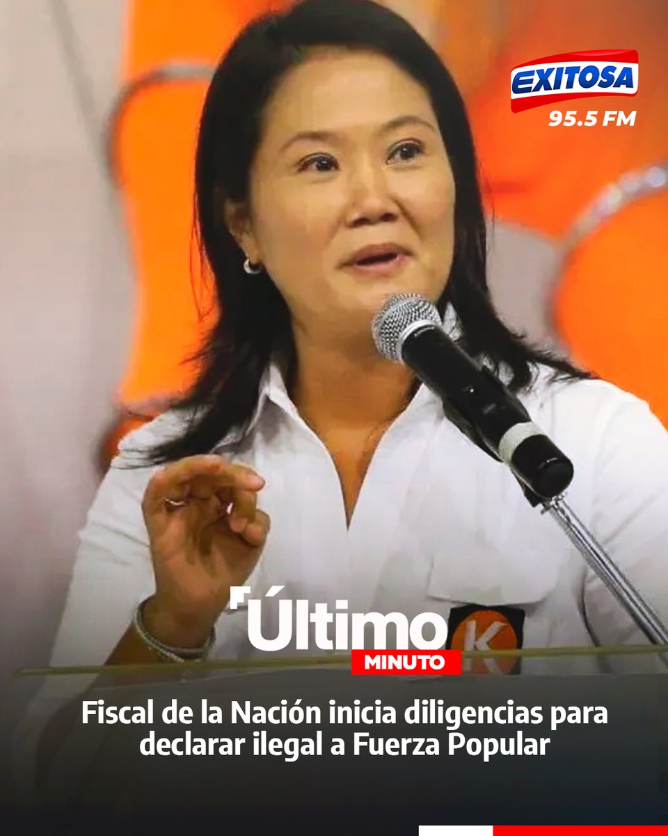 exitosape's tweet photo. 🔴🔵La fiscal de la Nación, Delia Espinoza, inicia diligencias por el pedido de declaratoria de ilegalidad por conducta antidemocrática del partido Fuerza Popular, liderado por Keiko Fujimori.

🌐Más información en: https://t.co/rvlcqrf1Fp https://t.co/jHY388cypw