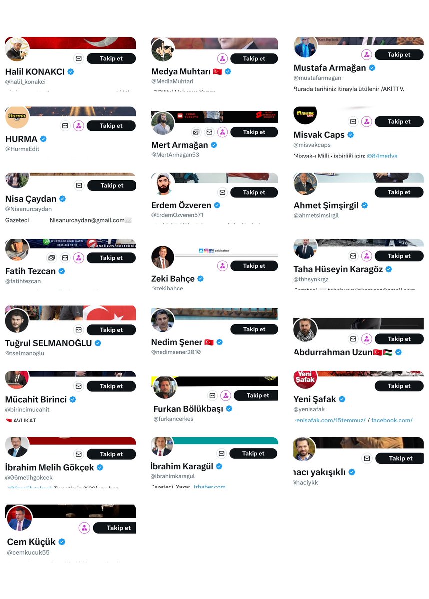 Aşağıdaki hesaplara hiçbir şekilde etkileşim vermemeye çalışın. Her alanda #BoykotaDevamEdiyoruz