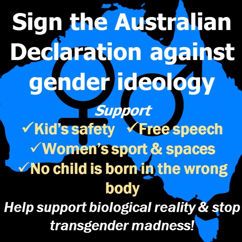 As the Australian election nears, trans extremists are mobilising by doubling down on their absurd demands on schools, women's sports &amp; child medicine.  
If you haven't already, add your name to over 5,000 Australians who are sick of it.  declarationofbiologicaltruth.au