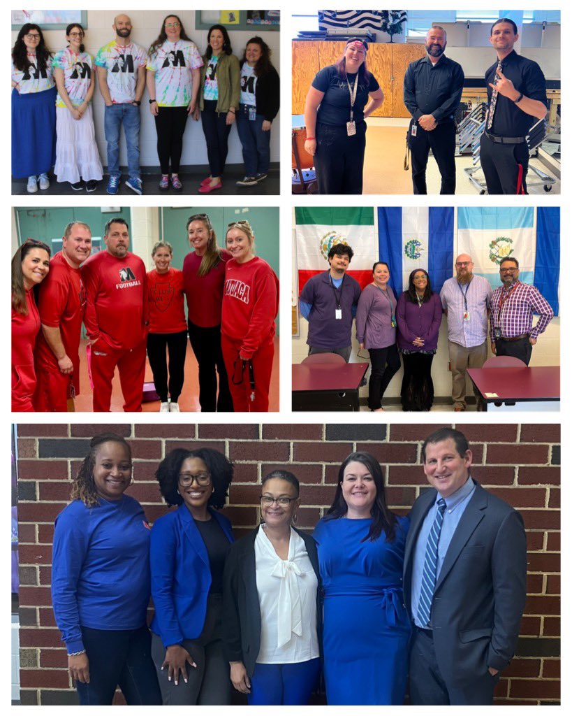 Matoaca faculty having a little fun with a Color Rush Spirit Day by department as we spring towards the upcoming break!