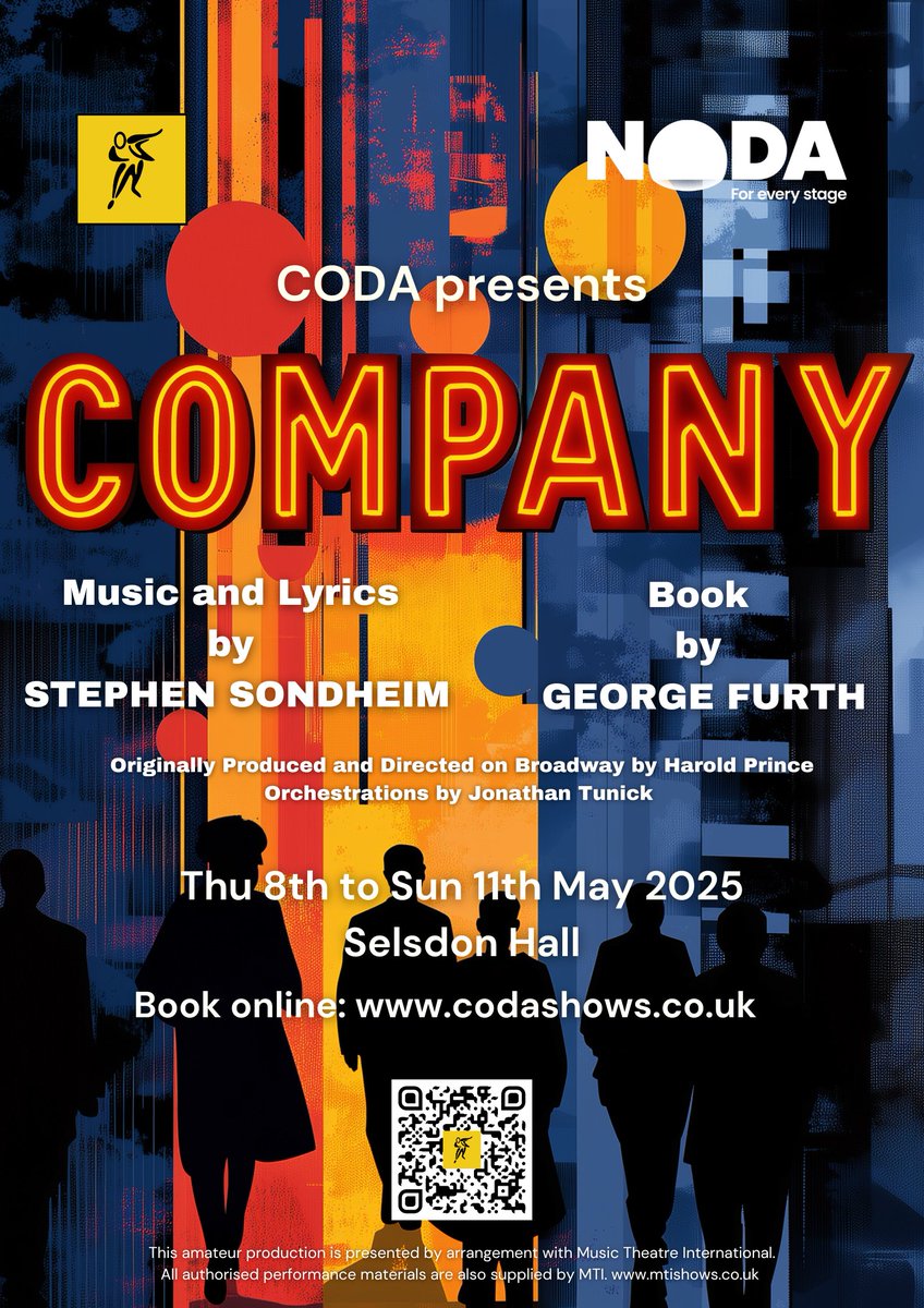 Tickets for CODA's production of Stephen Sondheim's Company now on sale at codashows.co.uk.

Coming to Selsdon Hall, Croydon, 8th to 11th May.

#Theatre #Sondheim