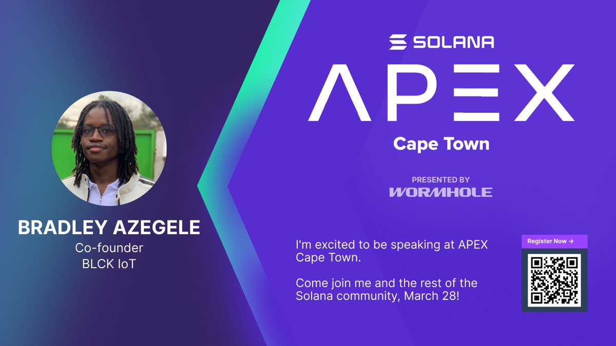 BLCKIoT's tweet photo. Find Our team at @solana APEX by @SolanaFndn tomorrow in Cape Town 🏝️ https://t.co/mvKhwYqnvp