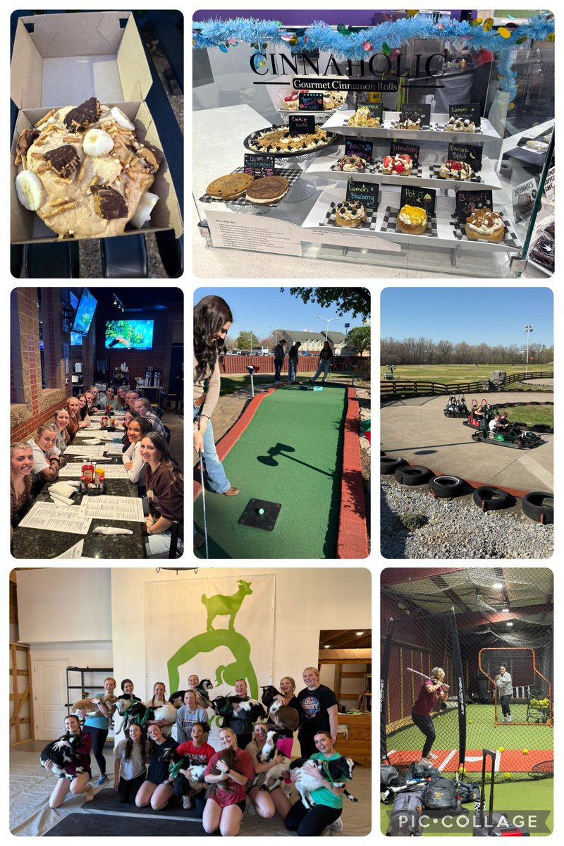 Morning practice in Tennessee 🥎
Goat Yoga 🐐
Go Karts 🏎️
Mini Golf ⛳️
Delicious dinner at Jonathan’s 🍴
Dessert at Cinnaholic 🤤

Off day in Tennessee well spent!!! Lots of fun and lots of laughs!!!