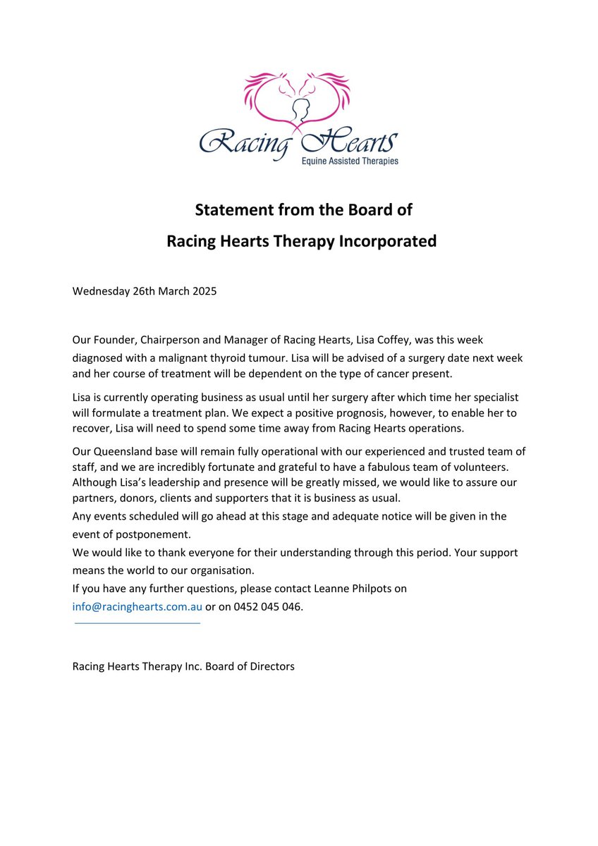 Racing Hearts Directors Statement - Lisa Coffey update