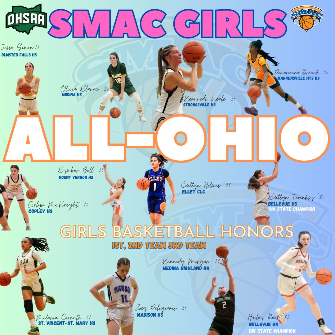2024-2025 💙 was a 🎥 
ALL-OHIO Honors 
SMAC Girls 🔥 represented DI-DVII 1st Team, 2nd Team, 3rd Team= 12 TOTAL 
1st Team- 4
2nd Team- 4
3rd Team- 4
SMAC Girls 🔥#SMACNation #SMACPride