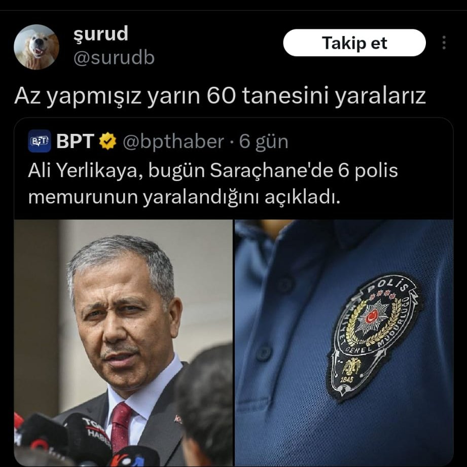 BU BİR SUÇ DUYURUSUDUR!

"surudb" adlı x profilinin sahibi olan Gebze Teknik Üniversitesi öğrencisi Cansın İnce denilen  nefret ve suç makinesi bu şahsı adli mercilere şikayet ediyorum. Şahsın aşağıda vereceğim paylaşımlarında açık bir şekilde:

1. Kamu personelini yani polisleri
