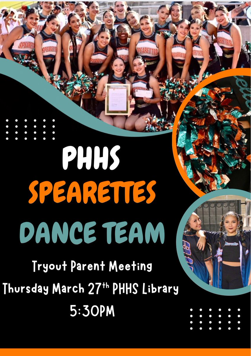 Vivian Blanco (@blanco_phhs) on Twitter photo PSA! Join us at the Spearettes Dance Team Tryout Meeting🩵 Located in the PHHS Library at 5:30pm! <a href="/PHills_HS/">Pebble Hills High School</a> #RISE PSA! Join us at the Spearettes Dance Team Tryout Meeting🩵 Located in the PHHS Library at 5:30pm! <a href="/PHills_HS/">Pebble Hills High School</a> #RISE
