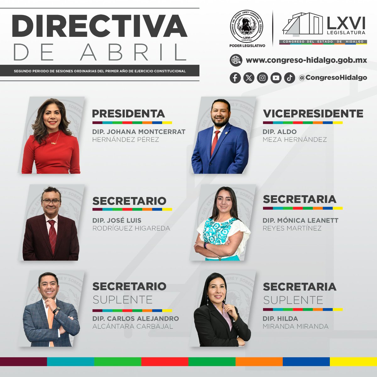 CongresoHidalgo's tweet photo. Queda conformada la Directiva del mes de abril. https://t.co/gSsFaXtXrf