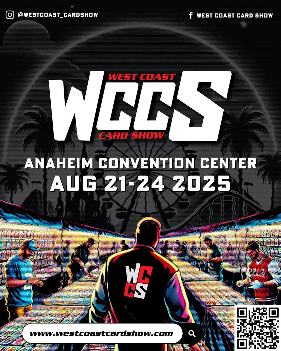 wcoast_cardshow's tweet image. The West Coast Card Show at the ANAHEIM CONVENTION CENTER CALIFORNIA, August 21st - 24th, 2025
.
For more information visit us at westcoastcardshow.com 
.
#westcoastcardshow #burbanksportscards #thehobby #sportscards #tcg #tradingcards #cardcation