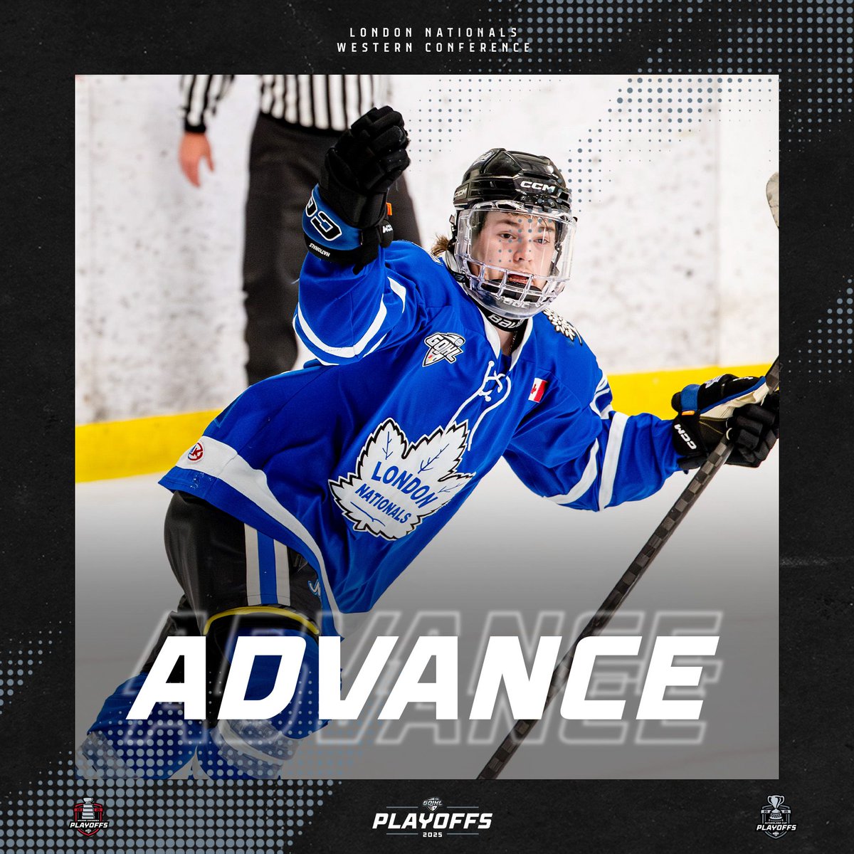 The London Nationals are off to the 2nd round after defeating the defending Sutherland Cup champions in 4 games! 

#GOJHL | #SutherlandCup
