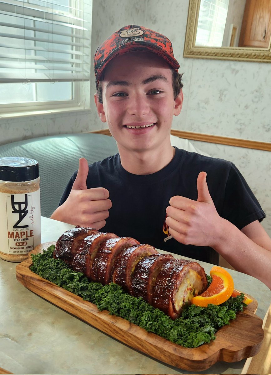 1st place Kids Q 2025 
BBQ Gives Back Urbanna, VA
Cagatory: breakfast 
Entry: Maple Glazed Breakfast Fatty 
😋