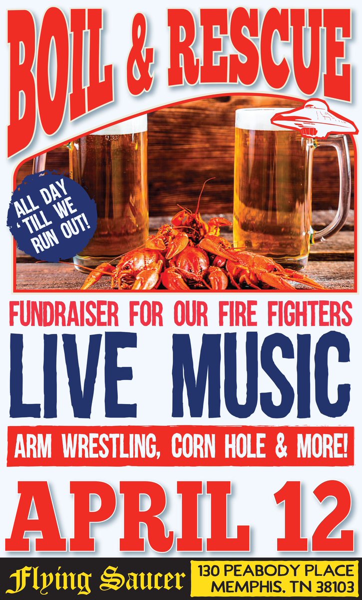Come join us for some live music, spicy crawfish, cold beer, arm wrestling, and corn hole as we help our local firefighters raise funds for some first response bicycles! Who doesn’t like drinking for a good cause??