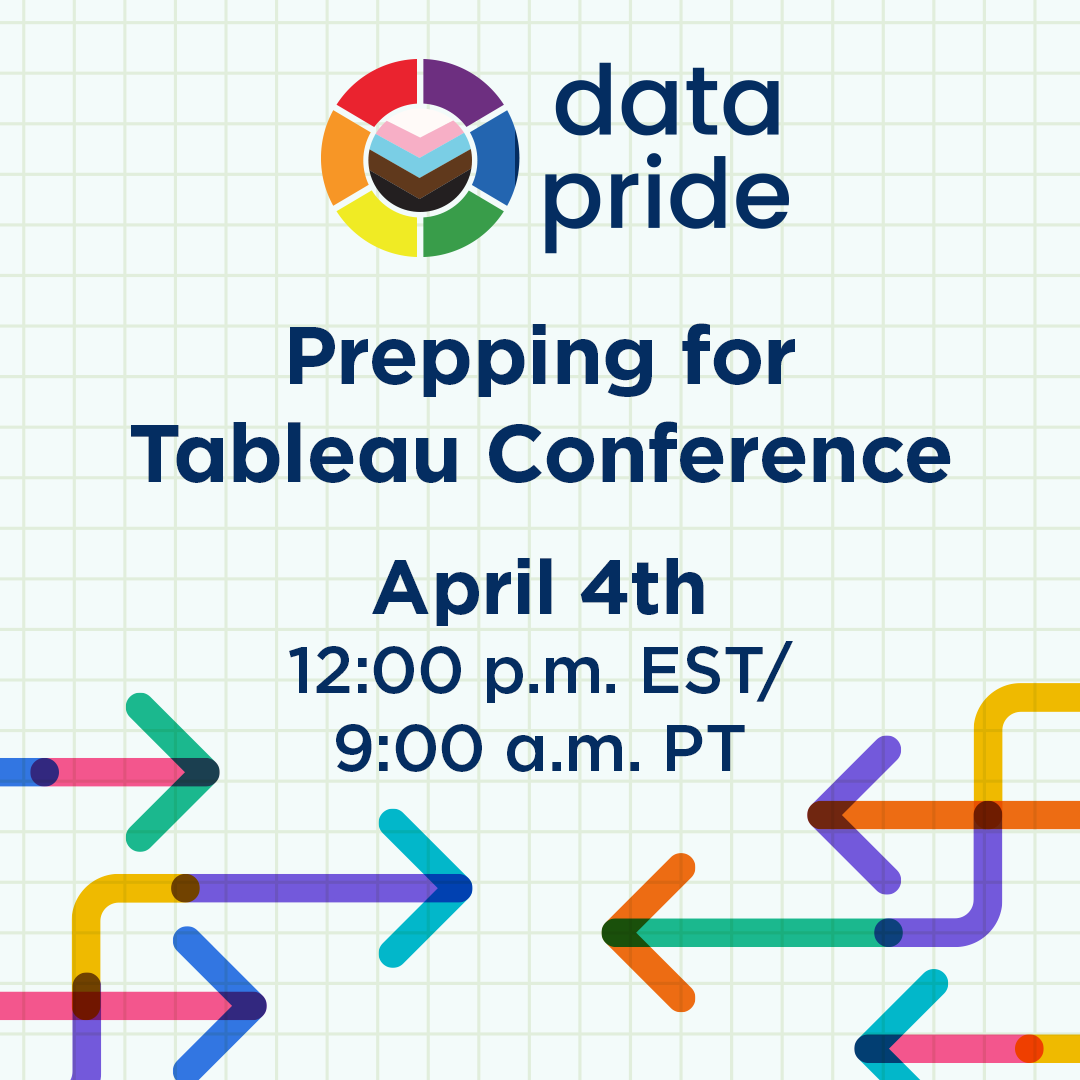 Come join me and chat with the #DataPride #TableauUserGroup on Friday April 4th about  #TC25! Chat about what to pack, how to meet people, sessions, and more.  DataPride is all about LGBTQ+ community and allies, let's prep for #TC25  together. ✨🌈