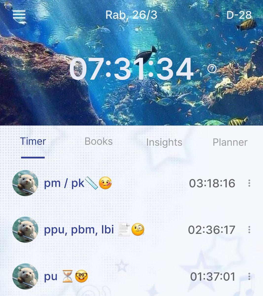rraspberryblue's tweet image. 🗓26-03-25
                   𓆝 𓆟 𓆞 𓆝 𓆟
🫧  udah h-28 sudah saatnya ambis🙂‍↕️, aku ngerjainnya dari go expert semua
#studylife #studytwt