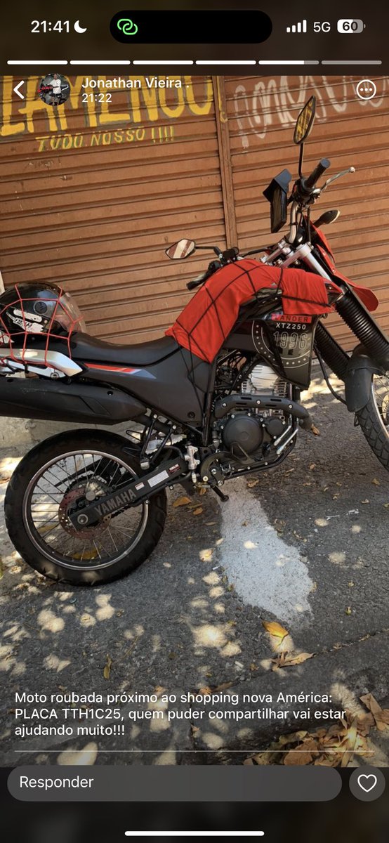 vulgo_sml's tweet photo. Moto do meu irmão foi roubada próximo ao shopping Nova América, Placa TTH-1C25, se alguém tiver alguma informação, entre em ctt por favor, moto de trabalhador. 🙏🏽🙏🏽 https://t.co/8H8LteTWX0