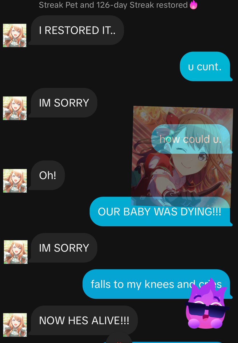 🍀: #minoriverse posting!!
[🌈❄️]

🌈 forgot about the baby and ❄️ got pissed off 😭

(actual image from mod cause my friend lost our streak🤬)