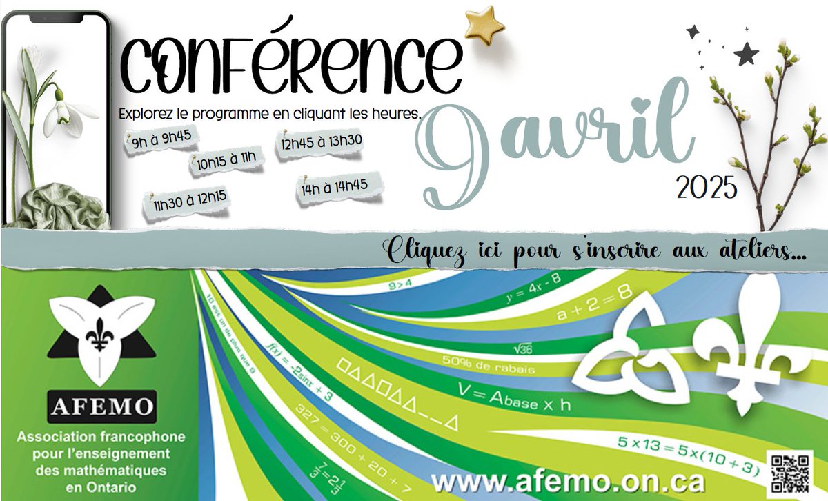 Inscrivez-vous dès aujourd'hui!  
🤓Consultez le programme:  bit.ly/9avrilAFEMO
🖊️Inscrivez-vous à la conférence virtuelle:  bit.ly/9avril_inscrip…
➕Devenez membre de l'AFEMO:  afemo.on.ca/inscription