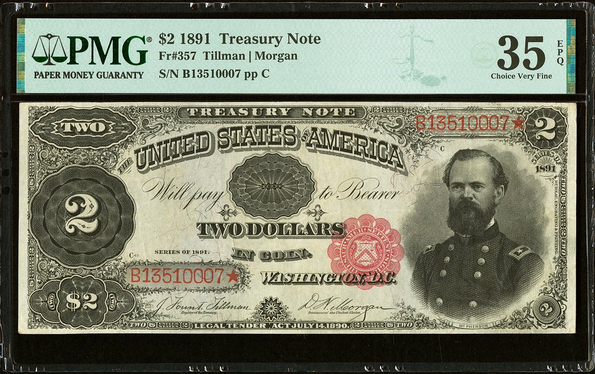 oldpapermoney's tweet photo. 1891 $2 "McPherson" Note #money https://t.co/WkymXHooOM