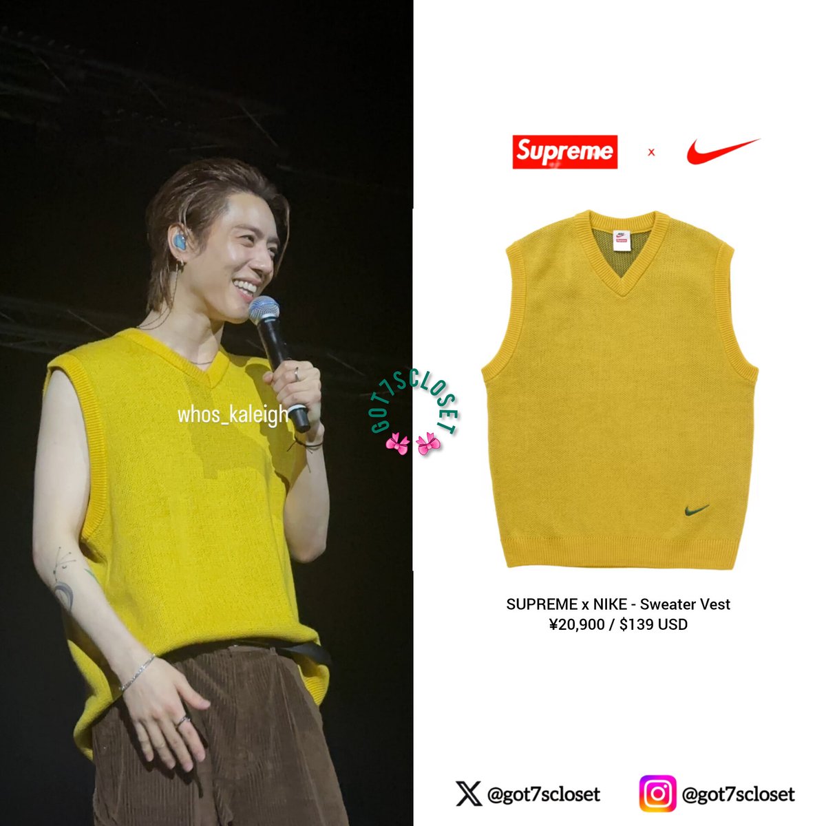 250326] Yugyeom - Soundcheck in Dallas. • SUPREME x NIKE - Sweater 
