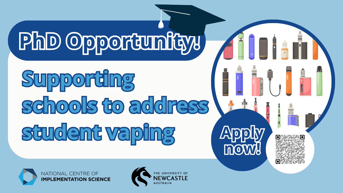 National Centre of Implementation Science (NCOIS) (@ncoisaustralia) on Twitter photo 📢 #PhD #Scholarship Opportunity! 🎓
🚀Join Dr. <a href="/KateBartlem/">Kate Bartlem</a>'s team in developing and testing a new approach to help high schools tackle #adolescent #vaping!
🔗Apply now! bit.ly/3E2YfPy
🗓️ Closing Date: 14 April, 2025
#learninghealthsystems #healthresearch 📢 #PhD #Scholarship Opportunity! 🎓
🚀Join Dr. <a href="/KateBartlem/">Kate Bartlem</a>'s team in developing and testing a new approach to help high schools tackle #adolescent #vaping!
🔗Apply now! bit.ly/3E2YfPy
🗓️ Closing Date: 14 April, 2025
#learninghealthsystems #healthresearch