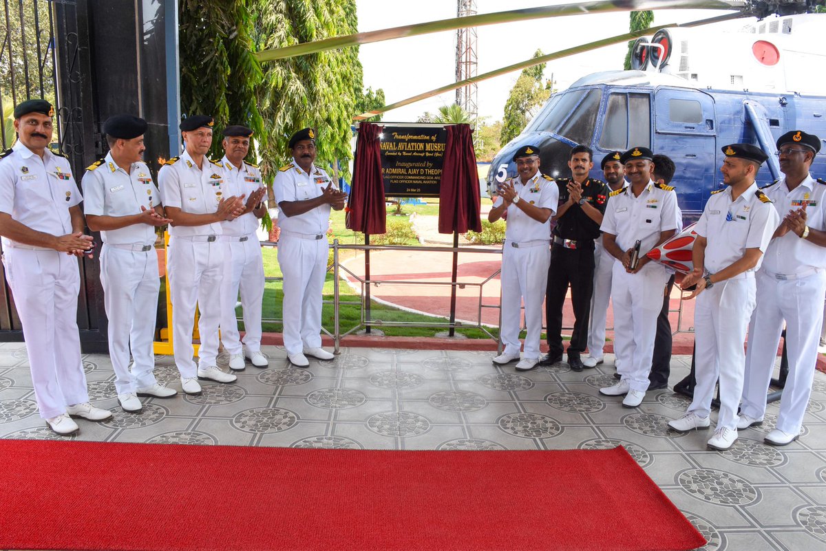 IN_GNA's tweet photo. RAdm Ajay D Theophilus, #FOGA #HQGNA unveiled the latest additions to Naval Aviation Museum on 24 Mar 25. https://t.co/LucKy2sRIt