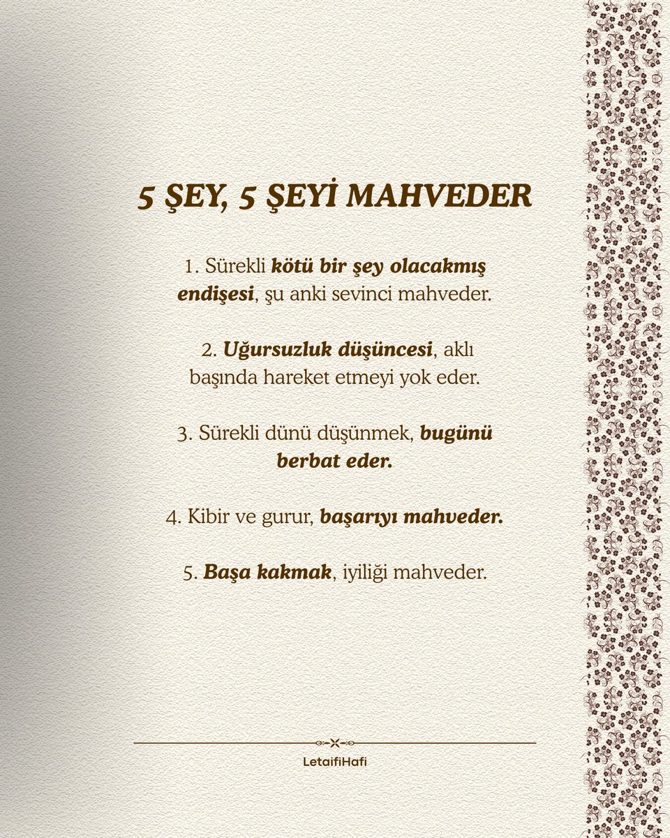 5 şey, 5 şeyi mahveder: