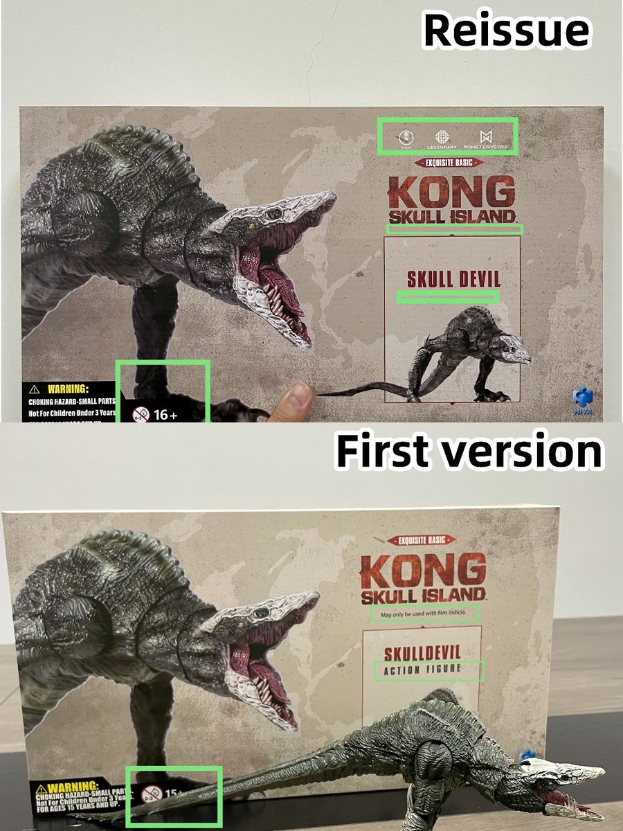 Kowkistoys's tweet photo. Difference between Hiya Toys Skull Devil first version and reissue
I have summarized some, hoping it can help you.
Reissue in stock:https://t.co/7yLPTfxs3m
#kowkistoy #hiyatoys #skulldevil #monsterverse #actionfigures #kaiju #kaijuuniverse #kongskullisland https://t.co/U2efHIiJV7