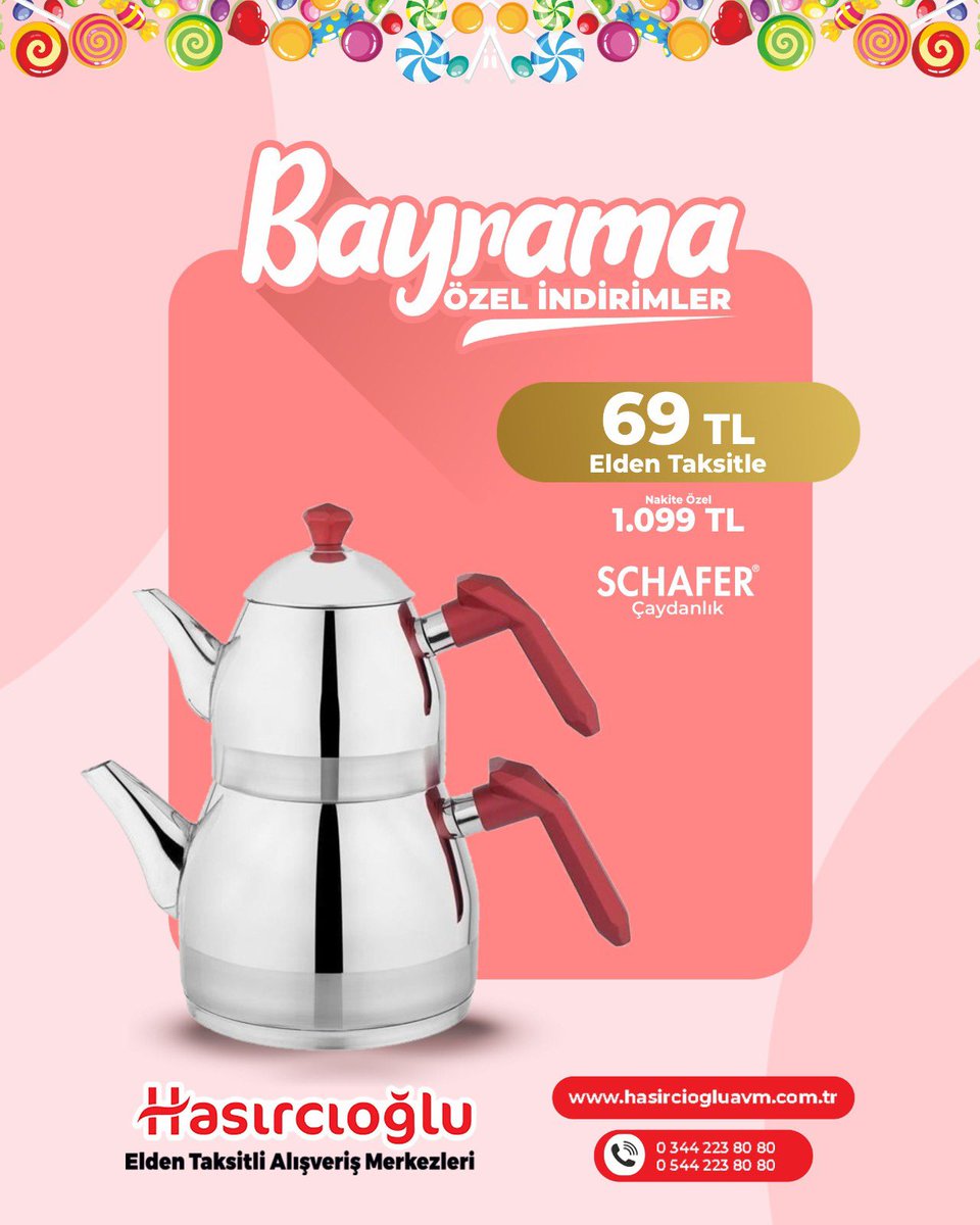 hasirciogluavm's tweet photo. 💐 Bayrama Özel Büyük İndirimler Hasırcıoğlu’nda! 🛍️

Bayram sofralarınızın yıldızı olacak ürünler sizleri bekliyor!
• Omlet Sahan sadece 15 TL taksitle
• Schafer Çaydanlık sadece 69 TL taksitle
• 18 Parça Çelik Çeyiz Seti sadece 229 TL taksitle https://t.co/cQFHC5UcRr
