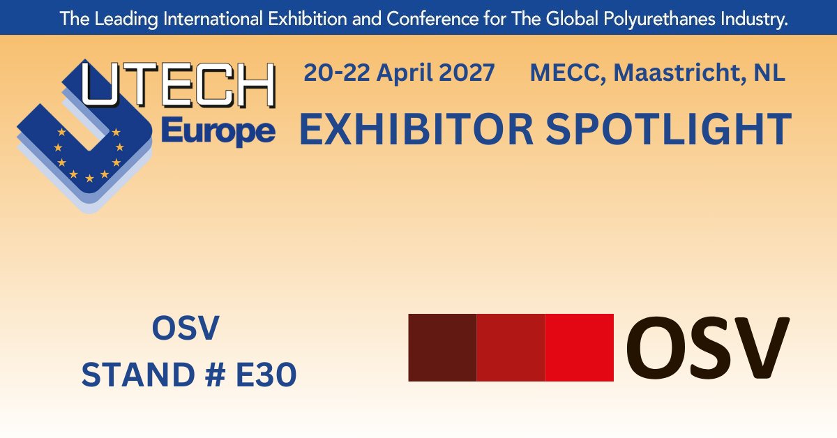 We are delighted to welcome OSV as exhibitors at UTECH Europe 2027 at MECC, Maastricht, 20-22 April 2027. OSV designs and produces dosing equipment for processing polyurethane elastomers and foams, as well as for silicones and epoxies. loom.ly/x07B1Jw #UTECHEurope