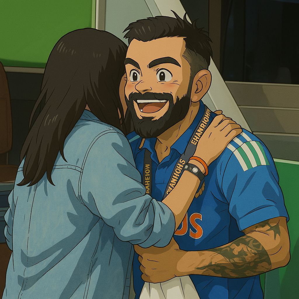 Virat Kohli and Anushka Sharma's Ghibli version. ❤️