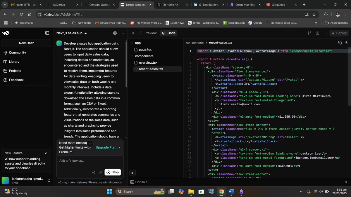 jayphapha's tweet photo. Exploring Generative UI with v0. Bringing ideas to life with AI-powered design. Keep following for more😄 @alx_africa #ALX_AiSK #ALX_AI #AI https://t.co/EtBQ2sFJ6s